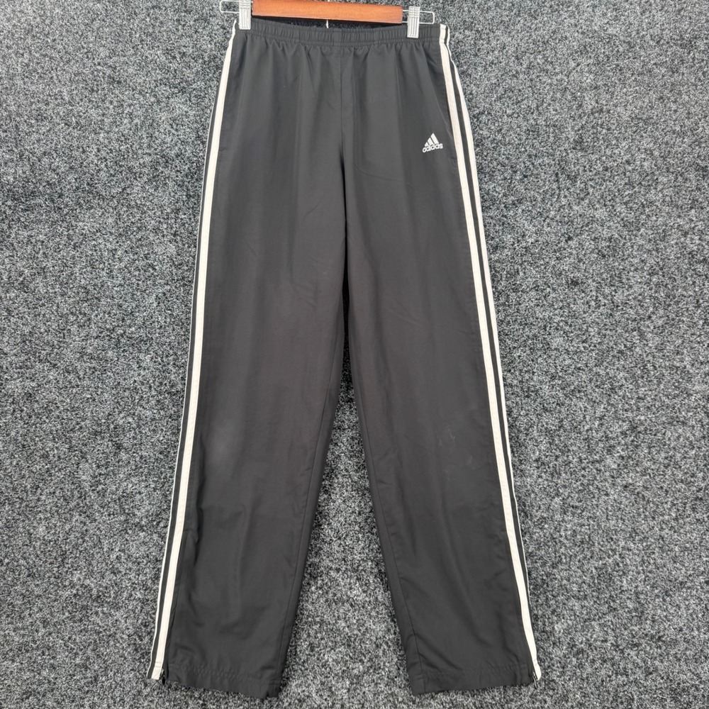 Adidas Track Pants Black White Stripes Mesh Lined Ankle Zip Mens Small